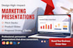 design marketing presentation, product slides, proposal strategy deck