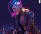 draw cyberpunk character design with neon style