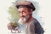make old man watercolor portraits for you