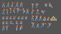 pixel art character design, pixel animation, pixel art animation, sprite sheet