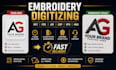 do professional embroidery digitizing to dst pes jef logo