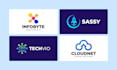 design modern saas, tech, ai startup logo and brand identity