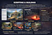 create a complete roblox game with UI UX, scripting, building and custom map