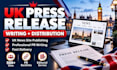 uk press release writing, distribution and publishing on UK news sites