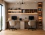design home office, workspace interior and 3d office render