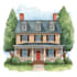 draw house illustration watercolor style