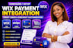 configure wix payment integration, credit cards, custom checkout customization