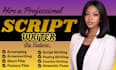 write movie script, screenplay, feature film script tv series script writing