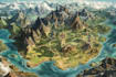 draw a fantasy map with digital watercolors