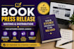 write and distribute book press release for book launch and promotion