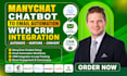 create manychat chatbot to email automation with CRM