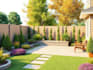 design landscape, backyard, frontyard, garden, patio, and 3d rendering
