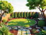 design layout 2d, landscape garden, backyard, pool