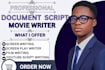 write movie tv script screenplay scriptwriting edit movie script film script