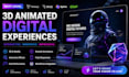 3d animated website rive animation threejs webgl wordpress website, spline, gsap