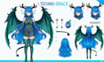 draw detailed vtuber character reference sheet, emote, expression with anime art