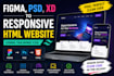 convert figma, PSD, xd to responsive HTML tailwind CSS website