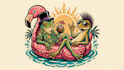 make unique flamingo and frog chill logo with new  concepts