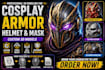 model 3d cosplay armor, 3d helmet sculpt, custom 3d mask