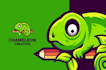 make an professional modern animals, chameleon logo