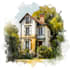 do an watercolor house portrait
