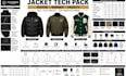 design puffer bomber varsity jacket tech pack cad flat sketch for manufacturing