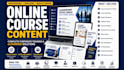 online course content, workbook, facilitator guide, PPT slides and video scripts