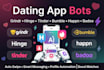setup grindr bot, hinge bot, tinder bot, happn bot, bumble bot, badoo bot