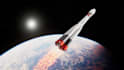 create 3d high quality sci fi spaceship, space vehicle rendering, 3d aerospace