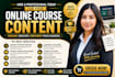 do online course content, course creation, training manual and course curriculum