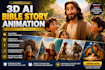 create ai bible story, ai animation christian video for kids