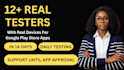 provide 12 testers google play closed testing 12 app tester