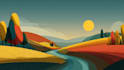 draw a flat vector landscape illustration