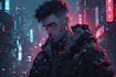 design a futuristic cyberpunk character illustration