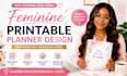 design a feminine printable planner, pastel mom planner, editable weekly planner