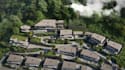 skp 3d real estate development, hillside mansion render, masterplan aerial view