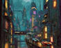 design amazing dystopian cyberpunk cities illustration