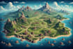 design detailed fantasy world map illustration