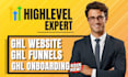 ghl landing page, website, ghl funnel, onboarding, website expert