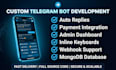 build a custom telegram bot with automation, commands and mongodb