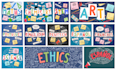 design hand drawn school subject graphic, covers, and doodles