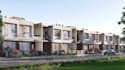 visualize modern row housing, townhouse development, residential township render