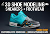 do 3d shoe model sneakers footwear photorealistic rendering