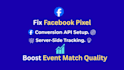 setup facebook pixel, conversion api setup with event match quality optimizatio