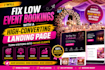 fix low event bookings with a high converting landing page