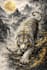 create a powerful white tiger illustration with strong visual impact