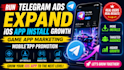 run telegram ads expand IOS app install game app marketing mobile app promotion