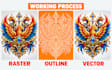 redraw ai generated artwork into high quality editable vector format