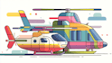 draw aircraft, airplane, helicopter into a vector cartoon