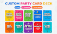 design a custom drinking card game or party deck with print ready cards